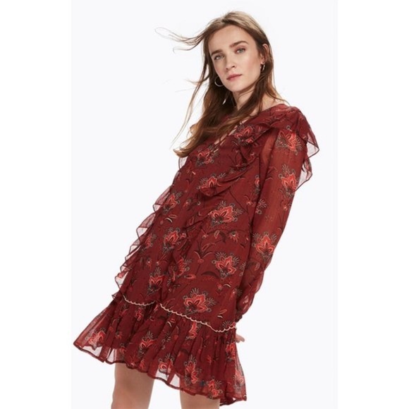 NWT Scotch & Soda Ruffle Drop Hem Dress Size XS - Picture 1 of 14
